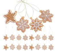 NUOBESTY 20pcs Christmas Gingerbread Hanging Ornament Snowflake Design Pvc Material for Xmas Party Decoration and Background Photo Prop, Unique and Beautifully Detailed Hanging Decor