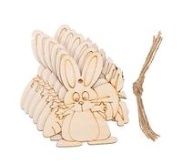 NUOBESTY 20pcs Easter Wood Slices Natural Unfinished Blank Boards DIY Painting Craft Kits for Hanging Ornaments Party Favors and Educational Home Decor