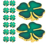 NUOBESTY 20pcs Four Leaf Clover Lapel Pins for Men and Women, Green Iron Brooches with Strong Magnetic Clasp, Elegant Design Suitable for Weddings and Parties, Shamrock Style Coat Pins