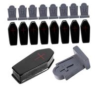 NUOBESTY 20pcs Halloween Resin Tombstone Decor Coffin Grave Ornament Craft Durable Spooky Prop for Haunted House Party Decorations Random Color