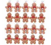 NUOBESTY 20Pcs Mini Gingerbread Man Resin Charms Adorable Beads for Jewelry Making DIY Crafts and Decoration Lightweight Durable Design for Bracelets Necklaces Keychains