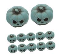 NUOBESTY 20pcs Miniature Resin Pumpkin Figurines with Green Laughing Faces Compact Mini Artificial Pumpkins for Halloween Thanksgiving Autumn Harvest Table Decor and Festive Centerpieces