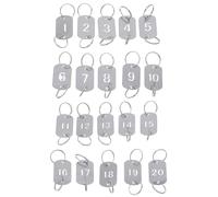 NUOBESTY 20pcs Number Key Tags: Metal Number Tags 1-20 - Stainless Steel Key Rings with Labels for Coat Checking Locker Dormitory Backpack Hooks House Organization
