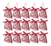 NUOBESTY 20Pcs Small Wedding Favor Candy Boxes Set with Floral Pattern, Luxury Wine Red Paper Boxes with Ribbon, Party Treat Containers for Wedding and Birthday