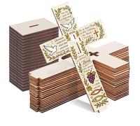 NUOBESTY 20pcs Small Wooden Cross Ornaments Set, Decorative Religious Wood Crosses for Home and Desktop Décor, Rustic Wooden Craft Crosses Suitable for Wall Hanging and Tabletop Display