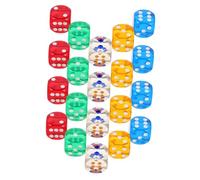 NUOBESTY 20pcs Translucent Colorful Rounded Corner Acrylic Dice Set for Board Games Classroom Math Teaching Dotted Dice for Probability Demonstration and Party Accessories