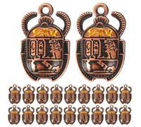 NUOBESTY 20pcs Vintage Beetle Jewelry Making Material Earrings Antique Beetle Charm Key Chain Scarab Pendant for Crafts DIY