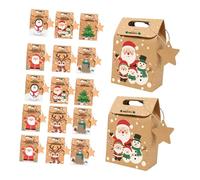 NUOBESTY 24pcs Christmas Kraft Paper Candy Boxes Small Decorative Favor Boxes for Cookies Chocolates and Quick Assembly Festive Party Wedding Present Packaging