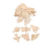 NUOBESTY 24pcs Wooden Outer Space Cutouts Unfinished Wood Craft Shapes for DIY Painting Rocket Planet Ornaments Educational Space Decor Party Favor