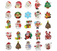 NUOBESTY 25pcs LED Light Up Christmas Brooches Pins Flashing Light Enamel Lapel Pins Christmas Party Favors Gifts