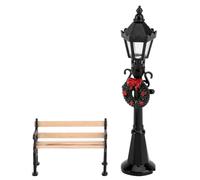 NUOBESTY 2Pcs 1:12 Doll House Miniature Street Light Bench Set Mini Street Lamp Models Mini Bench for DIY Decoration Garden Christmas Accessories