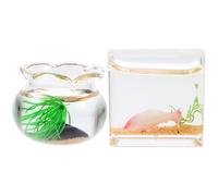 NUOBESTY 2Pcs 1:12 Scale Miniature Fish Bowl for Dollhouse - Mini Glass Goldfish Tank Ornaments for Dollhouse Accessories & Desktop Decor