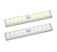 NUOBESTY 2pcs 10-led Cabinet Motion Sensor Lights Wireless Closet Led Lighting with Magnetic Strip, Cool White, Indoor Wardrobe and Hallway Use