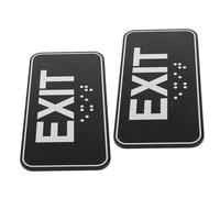 NUOBESTY 2Pcs Acrylic Adhesive Exit Sign with Braille 20X5Cm, Vertical Emergency Fire Exit Safety Decal for Office and Indoor Use