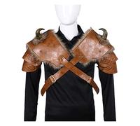 NUOBESTY 2pcs Adjustable Pu Leather Viking Shoulder Pauldrons for Men Medieval Cosplay Armor Soft and for Halloween and Outdoor Exhibitions