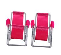 NUOBESTY 2pcs Beach Miniature Dollhouse Decor Miniature Beach Chair Decorations Pink Mini Plastic Chair Ornaments