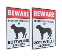 NUOBESTY 2Pcs Beware of Dog Signs for Fence, Metal No Trespassing Warning Signs with Rottweiler Graphic, Outdoor Property Protection for Yard Gates and Walls
