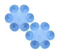NUOBESTY 2pcs Blue Flower Shaped Pet Bowls for Cats and Pets, Plastic Material, Easy to Clean and Safe, 6-petals Design for Feeding and Watering