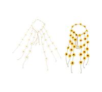NUOBESTY 2Pcs Bohemian Daisy Flower Hairband Set, Simulation Floral Headbands for, Yellow and White Holiday Beach Hair Accessories