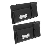 NUOBESTY 2Pcs Car Visor Organizer with Tissue Holder and Sunglasses Clip, PU Leather Multi-Pocket Storage Pouch for Vehicle Interior Accessories, Black Hanging Sun Visor Card and Glasses