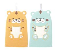 NUOBESTY 2PCS Cartoon Tiger Bath Mitts, Cute Animal Shower Gloves for, Soft Exfoliating Body Scrubbers, Blue and Yellow Bath Towels for Boys and