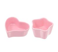 NUOBESTY 2Pcs Ceramic Small Animal Food Bowls for Hamsters and Guinea Pigs Anti-spill Heavy Pet Feeding Dishes Easy-clean Porcelain Bowls with Cute Heart and Star Shapes for Chinchillas and