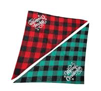 NUOBESTY 2pcs Christmas Plaid Dog Scarves Triangle Bibs Soft Pet Bandanas Red Green Xmas Pattern for Small to Medium Dogs Holiday Accessories