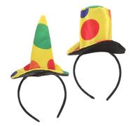 NUOBESTY 2pcs Clown Costume Headband Set with Pointed Hat and Clown Hat, Carnival Circus Costume Accessories for Halloween, Mardi Gras, Birthday Party, and Festive Events