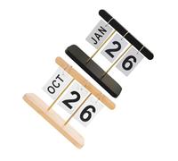 NUOBESTY 2pcs Contemporary Wooden Perpetual Desktop Calendar Manual Flip Date Blocks for Office Home Wood Block Organizer for Wedding Due Date Event Tracking