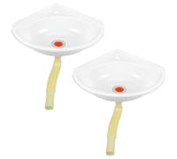 NUOBESTY 2pcs Corner Wash Basin: Wall-Hung Plastic Triangular Sink for Small Bathrooms - Space-Saving Wall-Mounted White Cloakroom Basin