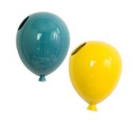 NUOBESTY 2Pcs Creative Ceramic Balloon Wall Decor Unique Blue and Yellow Flower Holders Small Home Ornament for Living and Kindergarten Decoration