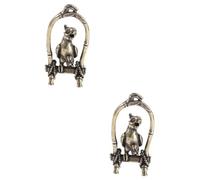 NUOBESTY 2pcs Creative Parrot Pendant Brassware Tearoom Decor Unique Parrot Shape Adornment Sturdy High-end Craft for Tea Art Stylish Home Decoration