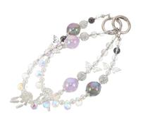 NUOBESTY 2pcs Crystal Beaded Mobile Phone Wristband - Cute Butterfly Beads Phone Strap Charm Keychain Accessory - Stylish For Women Purse And Bag Decor