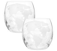 NUOBESTY 2Pcs Crystal Glass Cups World Map Print, Drinking Glasses Set for Household and Party Beverage Holder, Milk Glasses for Daily Use