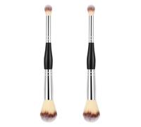 NUOBESTY 2pcs Double Ended Loose Powder Tool and Makeup Blush Brush Set with Blending Brush Function for Incredible Skin Touch, for Daily Makeup Use and Graduation Time Gifts