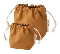 NUOBESTY 2pcs Drawstring Canvas Makeup Bag Set, Portable Coffee Color Small Medium Storage Organizer, Lightweight Travel Cosmetic Pouch with Large Capacity for Toiletries and Personal Care