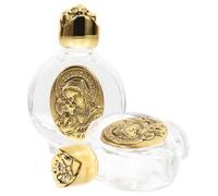 NUOBESTY 2pcs Embossed Glass Holy Water Bottles Aesthetic Water Containers for Jesus Lovers