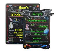 NUOBESTY 2pcs First Last Day of School Wooden Board Signs Back to School Blackboards Double-Sided Chalkboard for Kids Preschool Kindergarten Milestone Supplies