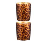 NUOBESTY 2pcs Glass Votive Candle Holders - Leopard Print Glass Votive Scented Candle Holders - Small Tealight Cups For Valentine Christmas Wedding Table Centerpiece