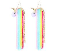 NUOBESTY 2pcs Hairpins and Hair Accessories Organizer Hand-Woven Wall Hanging Ornament for Decorative Hair Clips and Unicorn Headbands for Girls