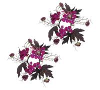 NUOBESTY 2pcs Halloween Rose Candle Ring Wreath Artificial Gothic Floral Garland for Pillar Candle Holders Fall Tabletop Centerpiece Decor for Halloween Party and Autumn Home Tables