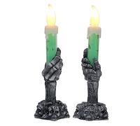 NUOBESTY 2Pcs Halloween Skeleton Hand Candle Lights Green LED Flickering Decor for Haunted House Party Festival Atmosphere