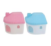 NUOBESTY 2pcs Hamster Hideout House Set, Small Animal Shelter Toy with Portable Design, Blue and Pink Mini Cage Nest for Hamsters, Guinea Pigs, Rats Indoor Habitat Accessories