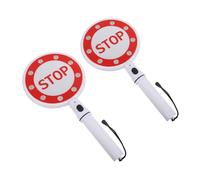 NUOBESTY 2pcs Handheld Traffic Light Signs Stop Sign Double Sided Plastic Flashing Road Light for School Crossing Warning for Pedestrians