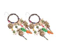NUOBESTY 2Pcs Hanging Chew for Rabbits Hamsters Chinchillas and Small Pets Natural Handmade Boredom Breaker Animal Chew for Teeth Cleaning and Entertainment