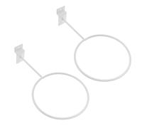 NUOBESTY 2pcs Heavy Duty Iron Wall Mount Ball Holders with Hook and Ring Shape, 5mm Thick Basketball and Football Storage Rack for Garage and Home Quick Access, Modern White Decorative