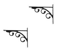 NUOBESTY 2pcs Heavy Duty Wall Mounted Shelf Bracket Support for Decorative and Functional Use Kitchen Bathroom Bookshelves Sturdy Iron Construction Black