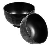 NUOBESTY 2pcs Japanese Soup Bowls Set Small Black Turtle Shell Pattern Miso Soup Bowls Traditional Unbreakable Asian Rice for Dining and Home Use