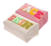 NUOBESTY 2pcs Large Capacity Pu Face Bag with Waterproof Material, Versatile and Practical Cosmetic Bag for Travel Toiletry Use, Simple and Delicate Design a Portable Makeup Pouch