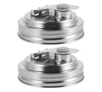 NUOBESTY 2pcs Mason Jar Replacement Lids Wide Mouth Airtight Stainless Steel Pour Spout Sealer for Drinking Canning Food Storage Reusable Kitchen Jar Covers